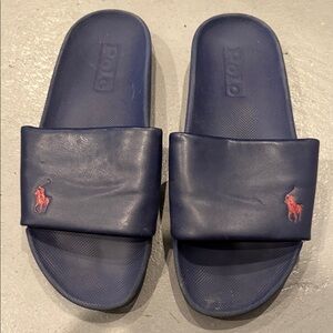 Polo by Ralph Lauren Dark Blue Slides with Red Logo